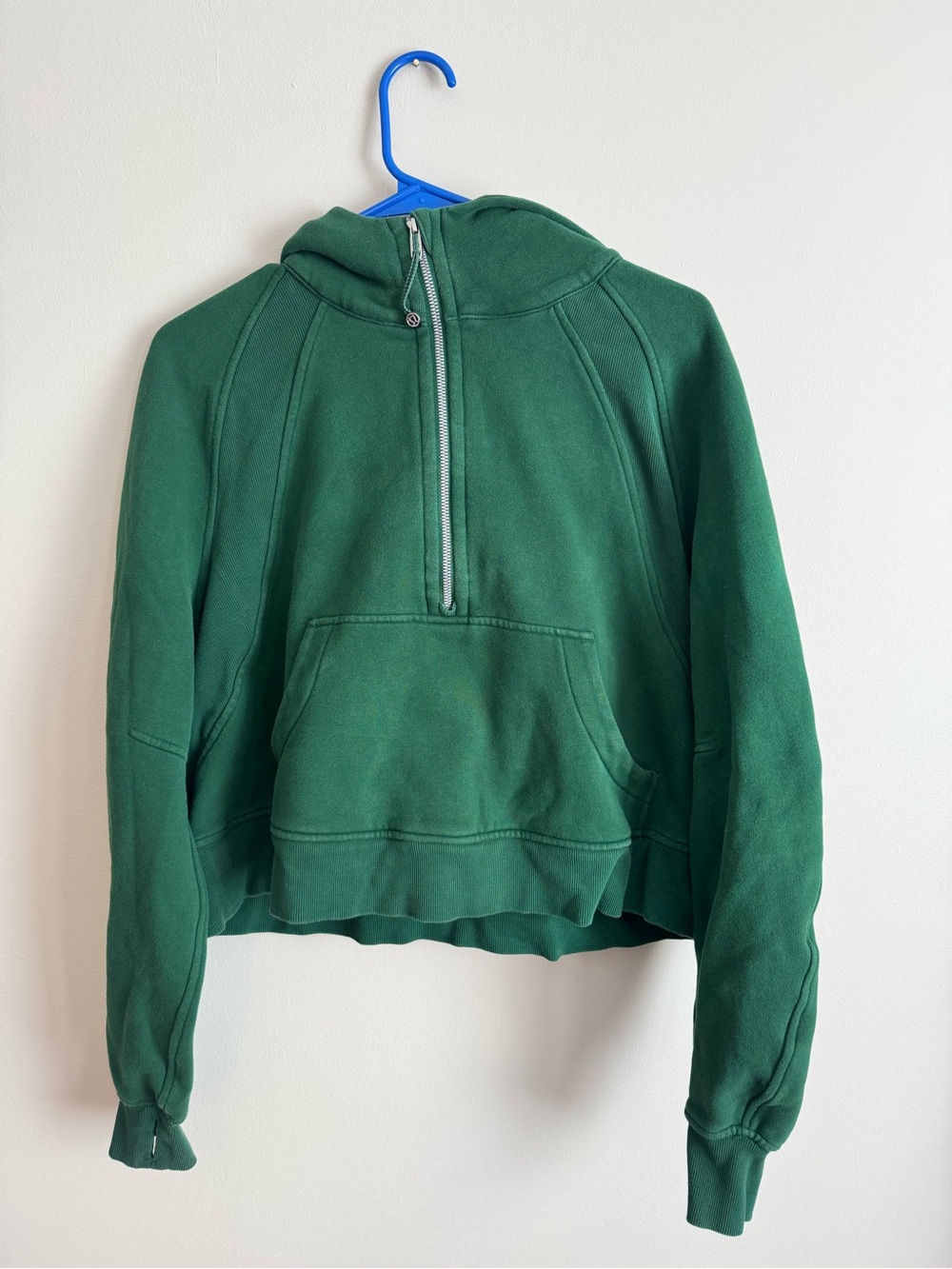 Lululemon quarter zip cropped scuba sweatshirt hoodie l/xl used green
